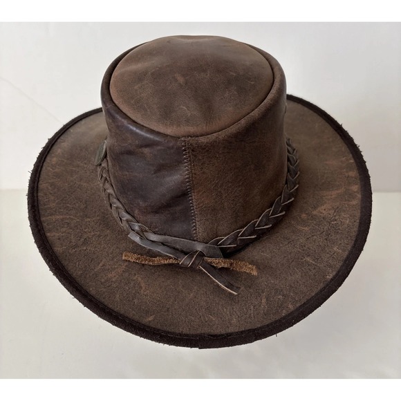 Barmah Australia Foldaway Bronco Leather Hat Brown Men S 1060 Waterproof 50+ UPF - Picture 8 of 16